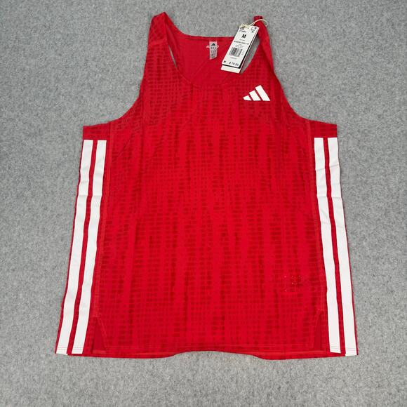 Adidas Adizero Singlet Men's Medium Red Racing Running Workout Tanktop JF3462 - Picture 1 of 4